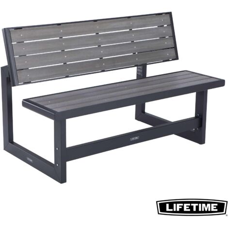 Lifetime – Banc convertible en table pique-nique 2-4 places – Longueur 141 cm – Revêtement imitation bois – Résistant aux intempéries et UV (1/10)
