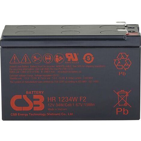 CSB Battery HR 1234W high-rate HR1234WF2 Batterie au plomb 12 V 8.4 Ah plomb (AGM) (l x H x P) 151 x 99 x 65 mm cosses plates 6,35 mm sans entretien, X843201 (1/4)