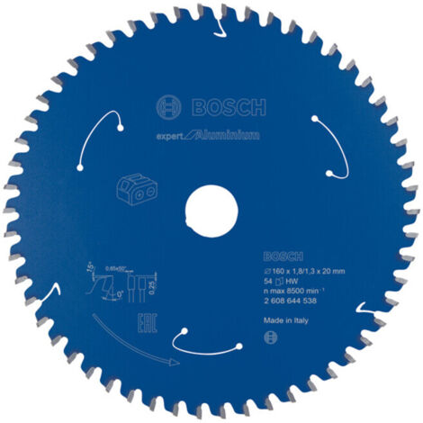 Lame de scie circulaire Bosch Expert for Aluminium pour scies circulaires portatives sans fil 160 x 1,8 / 1,3 x 20 54 dents - 2608644538
