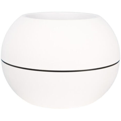 Pot de fleurs rond 40 cm – Bac en plastique blanc – Hauteur 28 cm – Contenance 8.9 litres – Pour espaces extérieurs – Riviera (1/4)