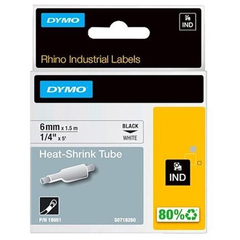 Dymo 0071701180513 Heißschrumpfschlauch noir sur blanc 6 mm (1/4)
