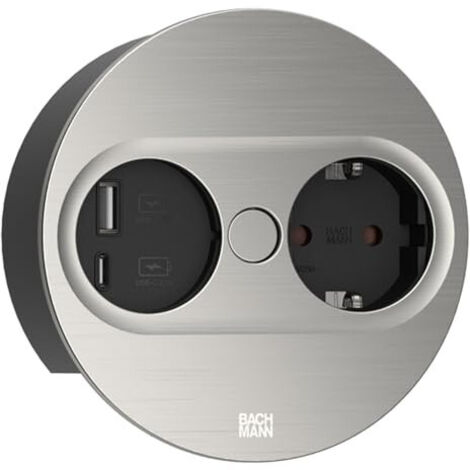 BACHMANN TWIST 2 1XCEE7/3 1XUSB A/C 22W 2,0M AEH ASPECT INOX ROND 946.004 (1/2)