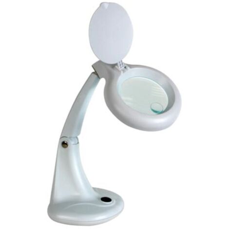 Velleman – Lampe de bureau avec loupe 3 dioptries – 12W – 720 lm – Éclairage sans scintillement – Design en métal blanc (1/5)