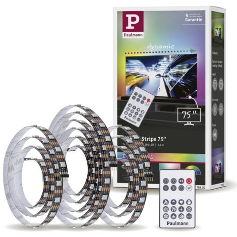 Paulmann TV Strips 75 Zoll 78882 Ruban LED (Base) avec connecteur USB 5 V 3.1 m RVB 1 set S864732