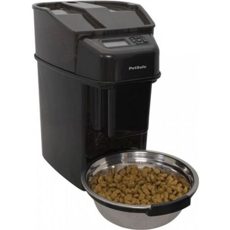 Petsafe – Distributeur de croquettes pour chien 12 repas – Récipient translucide 5,6L – Bol en acier inoxydable amovible – Distribution lente