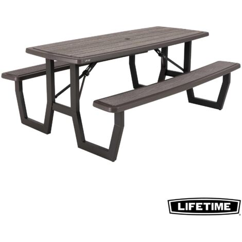 Lifetime – Table de pique-nique pliante rectangulaire 183 x 74 cm en polyéthylène haute densité – Capacité 8 personnes – Traitement anti-UV – 60346 (1/6)