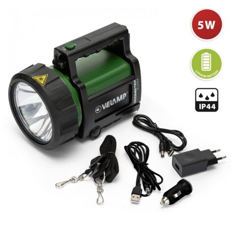 Projecteur LED rechargeable 5W 350lm IP44 – Autonomie 15h – Distance d'éclairage 574m – Support trépied inclus – Velamp - IR666 (1/10)