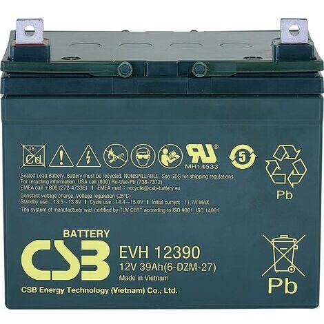 CSB Battery EVH 12390 Batterie 12 V 39 Ah sans entretien (1/5)