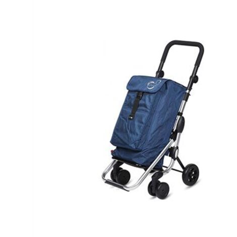Chariot de courses pliable navy – Capacité 39,5L – Poignée réglable – Roues avant pivotantes – Sac isolant amovible 10L – Playmarket