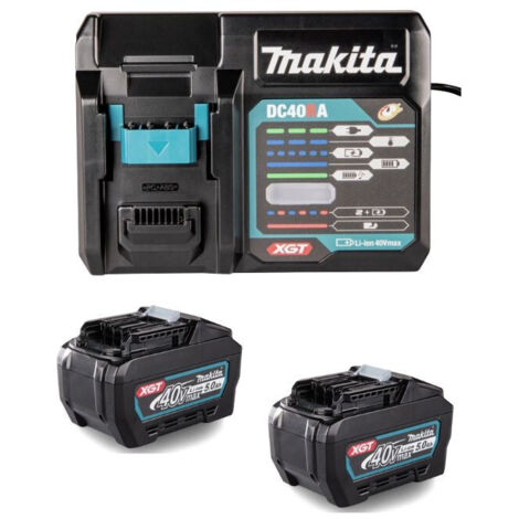 Makita – Batterie Li-Ion 40V 5,0Ah avec chargeur rapide DC 40 RA – Temps de charge 50 min – Indicateur de charge LED – Résistante à l'eau et à la poussière