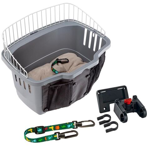 Panier de transport pour chien jusqu'à 7 kg – Fixation rapide au guidon – Léger et robuste en plastique – Poches extérieures pratiques – Ferplast
