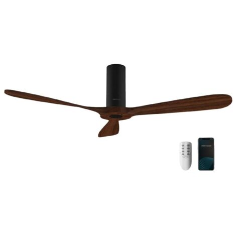 Cecotec – Ventilateur de plafond noir 132 cm – 6 vitesses – Pales en bois – Moteur DC – Mode été/hiver – Télécommande Wi-Fi – Protection IP44