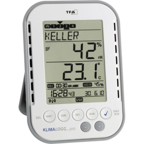 TFA Dostmann 30.3039 Thermomètre Hygromètre Gris Blanc (1/6)