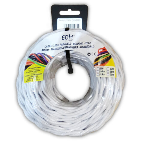 edm Câble électrique textile blanc 25 mètres 3 x 1,5 mm² (1/2)