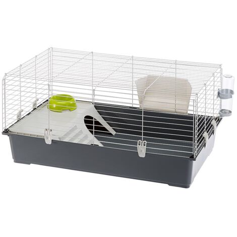 Ferplast – Cage pour rongeurs 95 x 57 x 46 cm – Acier et plastique – Espace entre barreaux 22,5 mm – Accessoires inclus pour lapins et cobayes (1/10)