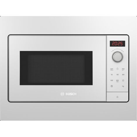 Bosch – Micro-ondes encastrable 20L 800W BFL523MW3 – 5 niveaux de puissance – Écran LED avec horloge – Nettoyage hydrolytique