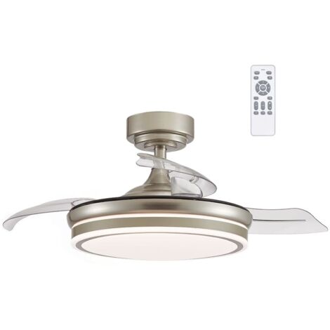 Ventilateur Plafond Led Rétractable Moss Mini Pales Rétractables, Led 3cct, Moteur Dc Silencieux - Cristalrecord (1/5)