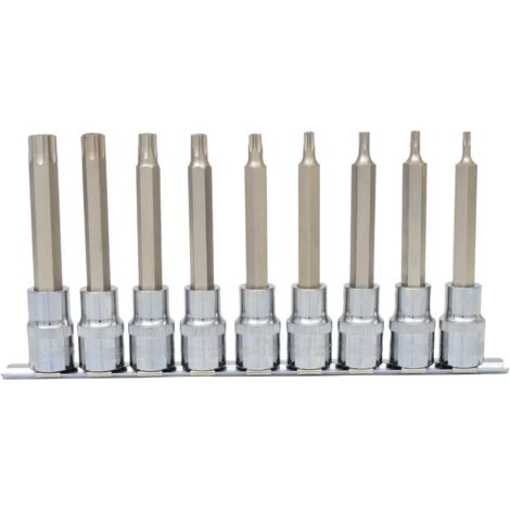 1/2" Jeu de douilles tournevis Torx percé CHROMEplus, longues, 9 pcsTB20-TB60 (1/4)