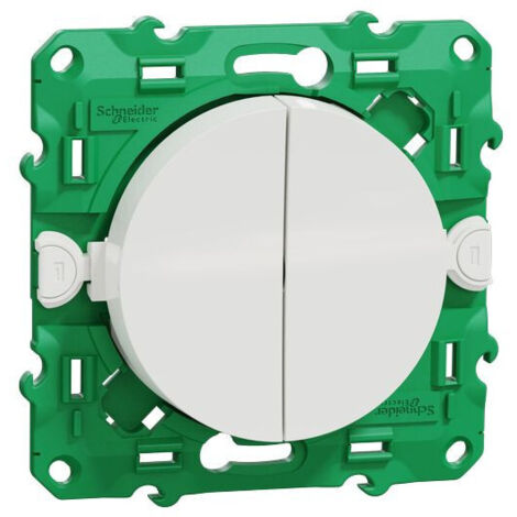 interrupteur - double - sans fil et sans pile - odace - blanc - schneider electric s520114
