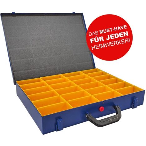 Mallette de rangement en tôle d'acier étanche – 24 compartiments – Dimensions 440 x 370 x 70 mm – Pour petites pièces – Allit (1/5)