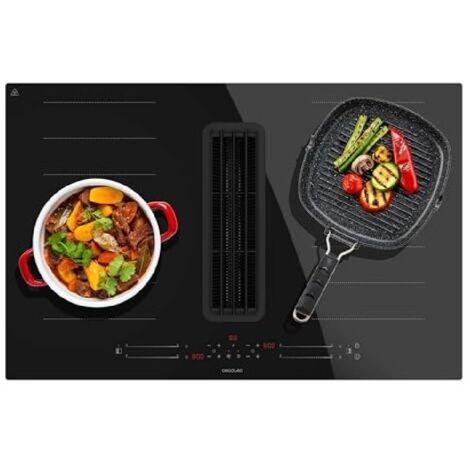 Cecotec – Plaque de cuisson induction noire avec hotte intégrée – 2 foyers – Puissance 7400 W – Extraction 630 m³/h pour cuisine propre (1/5)