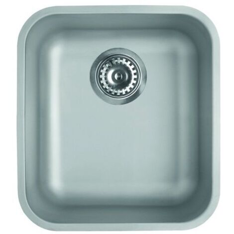 Elleci – Évier 1 bac compact en acier inoxydable satinée 43,6x43,6 cm – Installation sous-plan – Drainage intégré – Résistant à la corrosion (1/2)