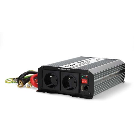 Convertisseur de tension modifiée onde sinusoïdale Tension d'entrée: 12 V DC Connexion (s) de sortie d'alimentation de l'appareil: Type E (CEE 7/5) / USB-A 230 V AC 50 Hz 1000 W Puissance de sortie ma (1/2)