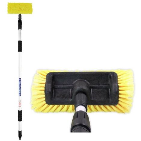 Brosse de lavage télescopique avec système d'arrêt d'eau – Longueur du manche ajustable – Nettoyage efficace des zones difficiles – 203 – IWH