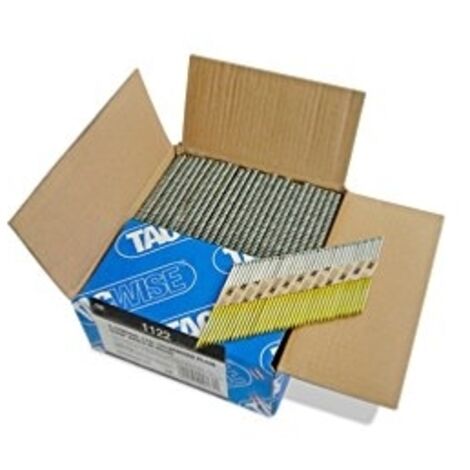 TACWISE 1122 CLOUS EN BANDE FINITION LISSE DE 3,1/90 MM, EXTRA GALVANISÉS, INCLINÉS À 34°, TÊTE &LDQUO,D&RDQUO,, RELIÉS EN PAPIE