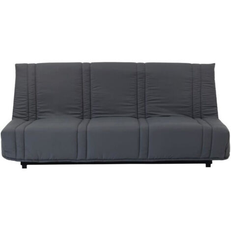 Banquette clic clac 3 places tissu noir – Canapé convertible contemporain – L 193 x P 92 cm – Convient aux petits espaces