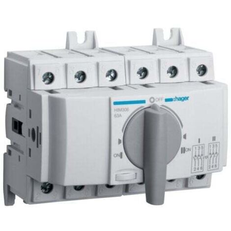 Hager – Commutateur 3P 63A HIM306 – Intensité 63A – Tension 230V – Contact type C pour installations électriques