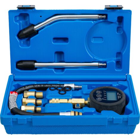 Bgs Technic – Testeur de compression numérique pour moteurs à essence – Plage de pression 0,1-20,6 bars – Affichage LCD rétroéclairé – Adaptateur fileté M10-M18