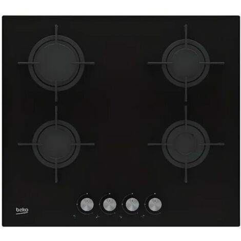 Beko Plaque de cuisson intégrée noire 4 zones gaz