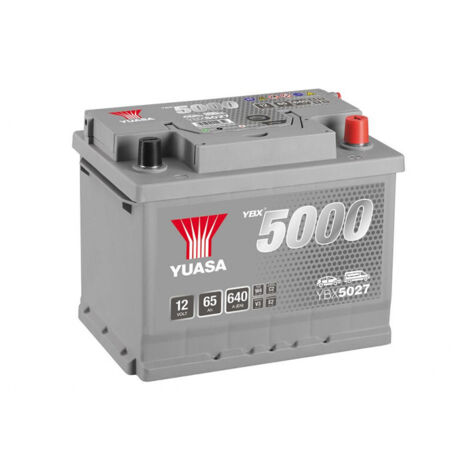 Yuasa – Batterie voiture 12V 65Ah YBX5027 – 640A puissance démarrage – Plomb Calcium sans entretien – Indicateur d'état de charge