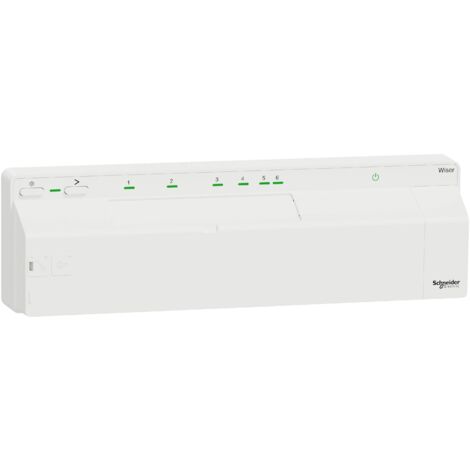 Schneider Electric – Barre de distribution de chauffage au sol – Gestion jusqu'à 64 appareils – Régulation flexible – Application Wiser Home – Indice de protection IP30 (1/4)