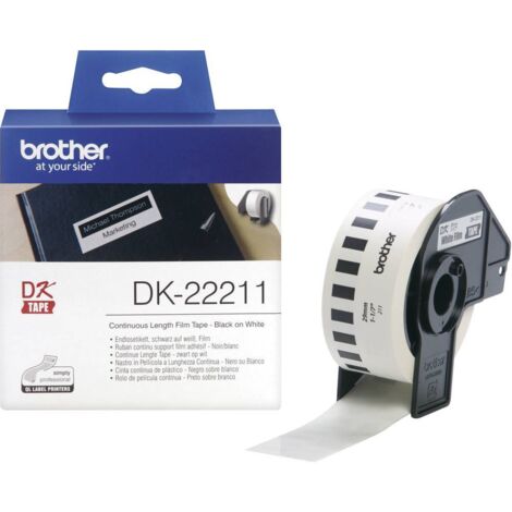 Brother DK-22211 Rouleau d'étiquettes 29 mm x 15.24 m film blanc 1 pc(s) fixation permanente DK22211 Etiquette universe