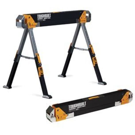 Pack de 2 tréteaux C700 – Acier 100 % – Charge 589 kg par tréteau – Bras réglables – Stabilité accrue avec pieds pivotants – Toughbuilt - TB-C700-2