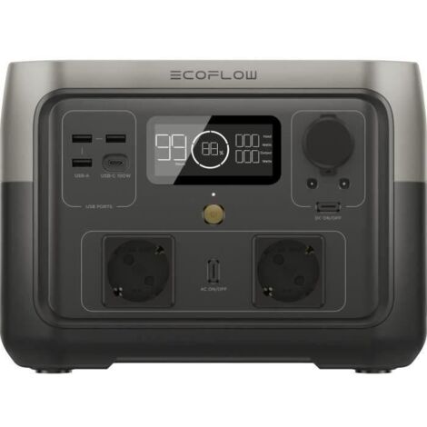 Ecoflow – Station d'énergie portable 512Wh – Alimentation 500W (1000W X-Boost) – 2 prises CA, 3 USB-A, 1 USB-C – Pour voyages et camping - RIVER2MAX