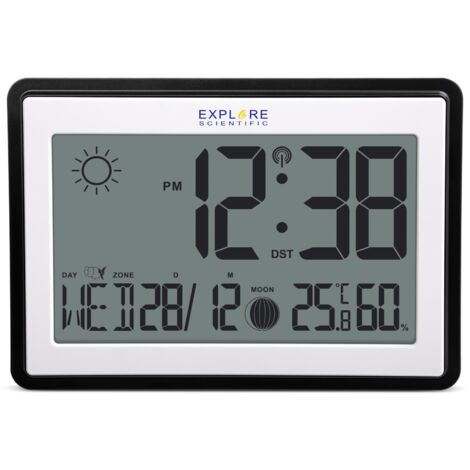 Explore Scientific RDC8002 Horloge murale noir blanc LCD (1/5)