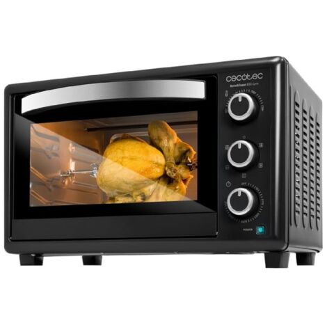 Cecotec – Mini four chaleur tournante 30L – 1500W – 5 fonctions – Rôtissoire rotative – Éclairage intérieur – Nettoyage facile