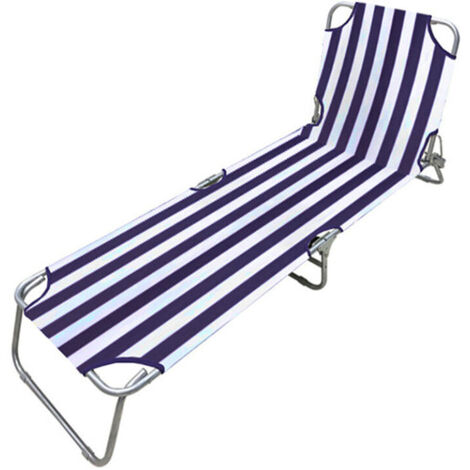 Chaise longue marbueno rayures bleu blanc 187 x 24 x 55 cm