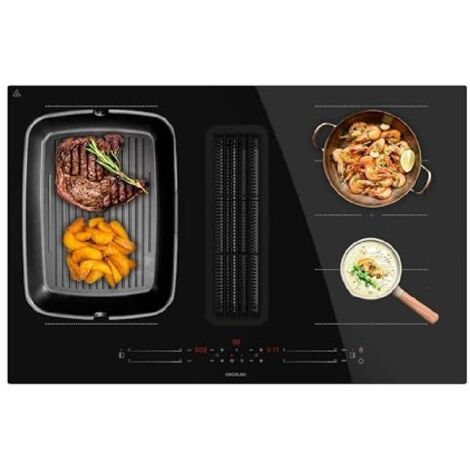Cecotec – Plaque de cuisson à induction 7400W – Hotte intégrée – Zone TotalFlex – 15 niveaux de puissance – Minuteur et verrouillage sécurité enfant