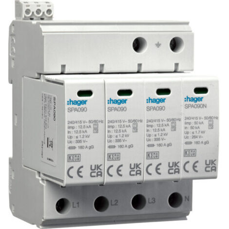Parafoudre T1+T2 MOV 4P réseau TN-S/TT Iimp=50 kA In=50 kA Up1, 2 kV (1/4)