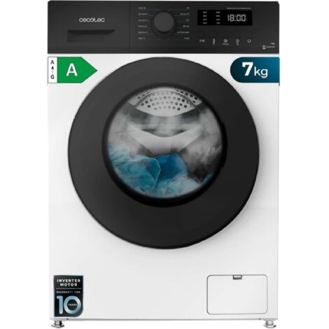 Cecotec – Lave-linge frontal 7 kg – 1400 tr/min – Classe A – Moteur Inverter Plus – SteamMax – 12 programmes – Nettoyage tambour – Départ différé (1/5)