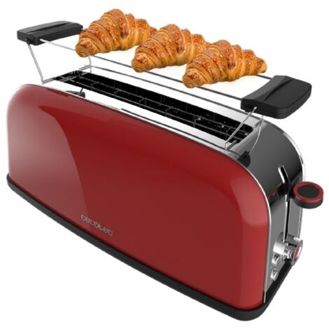 Cecotec Vertical Toaster 1 Slot Long Toastin' time 850 Red Long. 850 W, 2 tranches of de pain, fente large 3,8 cm, support pour petits pains et ramasse-miettes, acier inoxydable, rouge