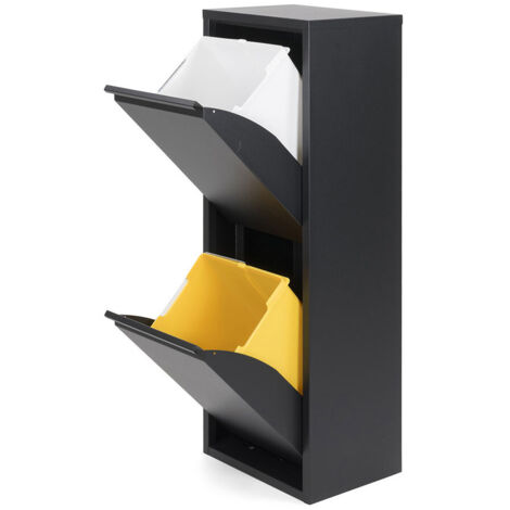 Jobgar Conteneur de recyclage noir avec deux tiroirs (1/2)