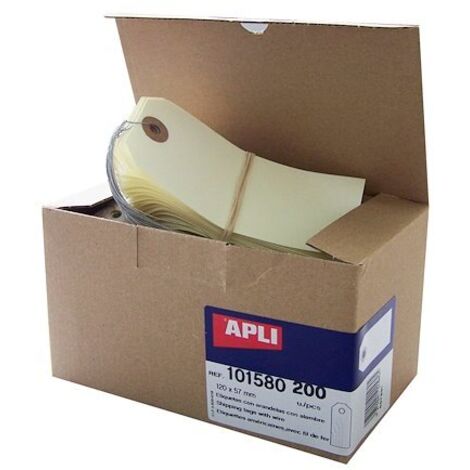 Étiquettes américaines marron 120 x 57 mm – Papier bristol haute qualité – Lot de 200 étiquettes avec fil de fer – Pour étiquetage bijoux – Apli