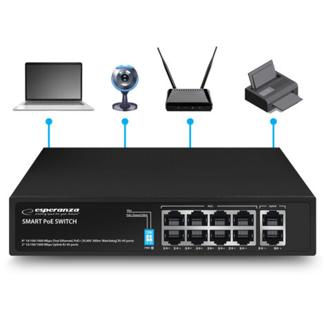 Esperanza Switch POE 8 ports RJ45 avec 2 uplink (1/3)