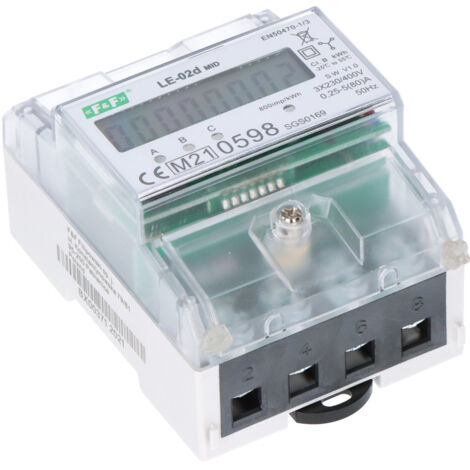 Compteur électrique LE-02d - triphasé, écran LCD, classe 1, 3x230,400V, 3x5(63A) boîtier 5 modules (1/4)