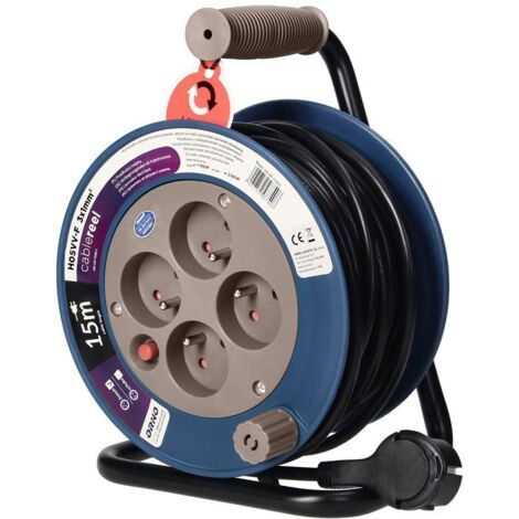 Enrouleur de câble d'extension MINI 4 prises 2P+Z 15 m OR-AE-1339/G gris (1/5)